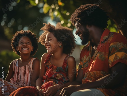A Jamaican family enjoying a moment together in a park
