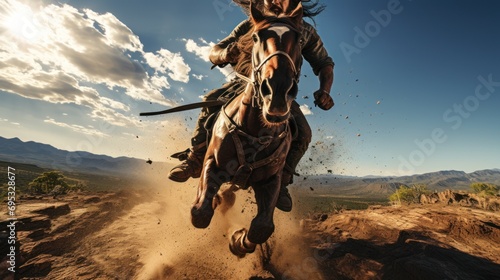 Horse Bucking With Rider On Top photo