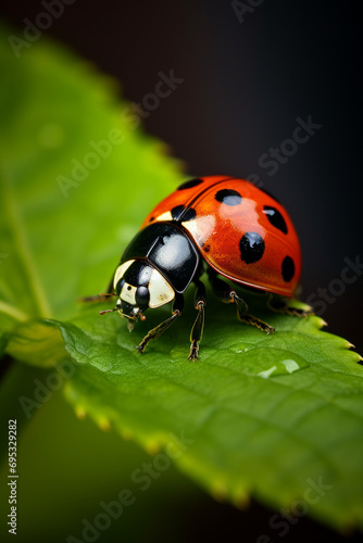cinematic photography of a ladybird on a leaf created with Generative Ai © Andrii Yablonskyi