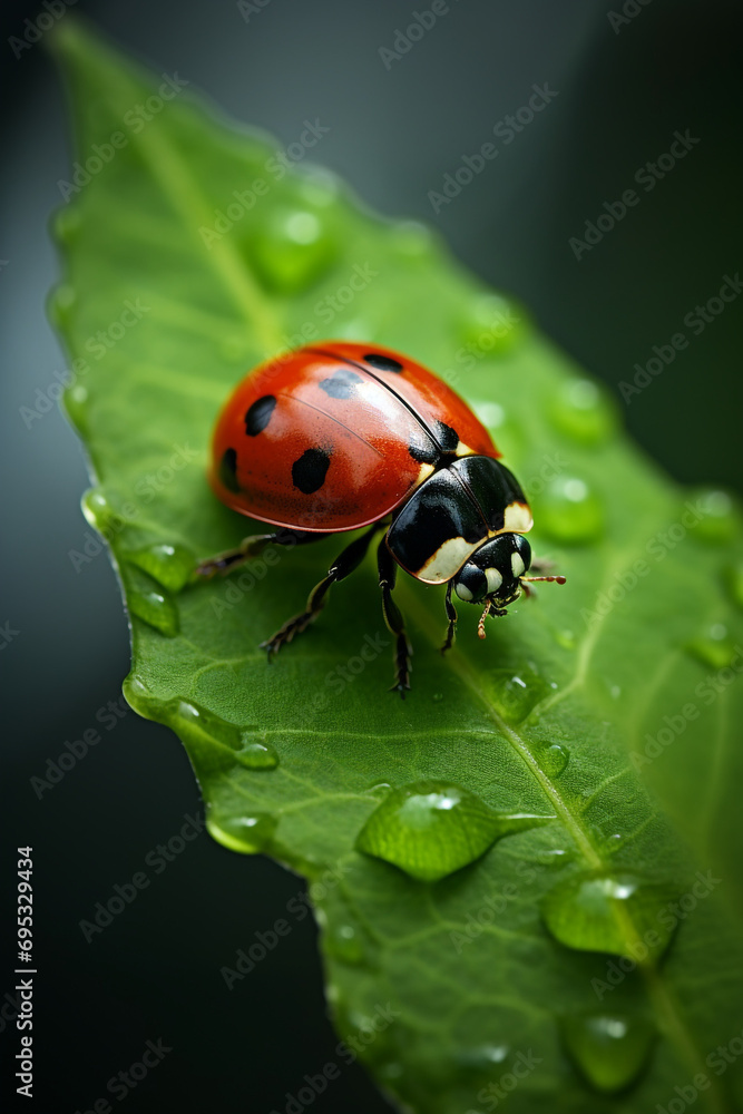 cinematic photography of a ladybird on a leaf created with Generative Ai cinematic photography of a ladybird on a leaf created with Generative Ai
