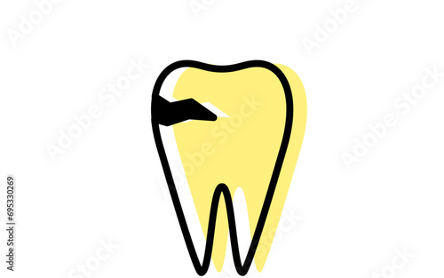 Fototapeta Naklejka Na Ścianę i Meble -  Dental: image icon of a cavity, simple line drawing
