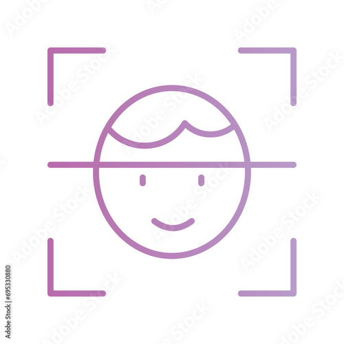 facial recognition icon with white background vector stock illustration