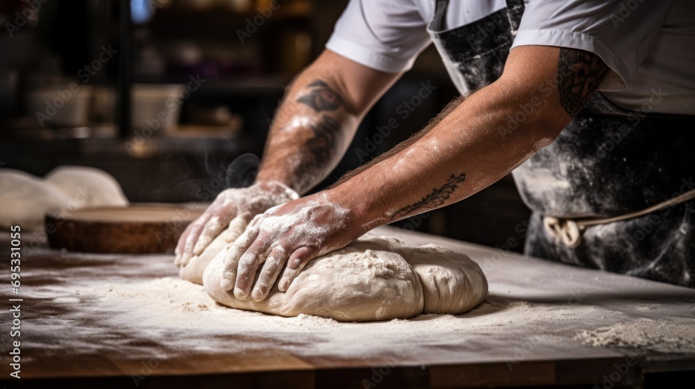 Artisan Chef hands kneading dough Artisan Chef hands kneading dough