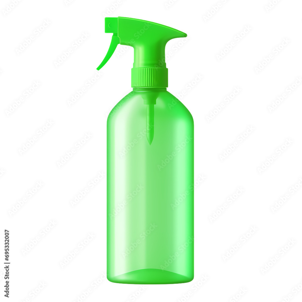 Green spray bottle isolated on bright background Green spray bottle isolated on bright background