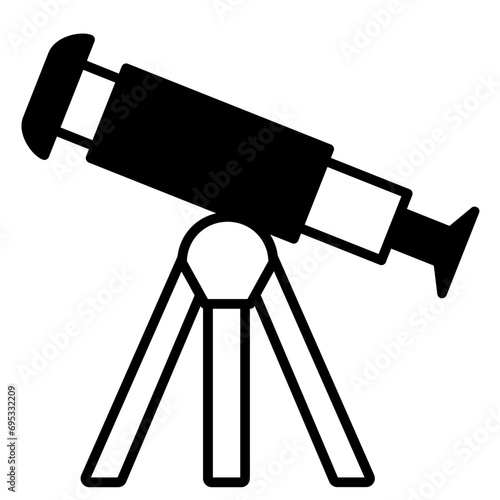telescope solid glyph icon illustration
