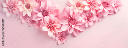 Heart of flowers on a pink background. Selective focus. © Яна Ерік Татевосян