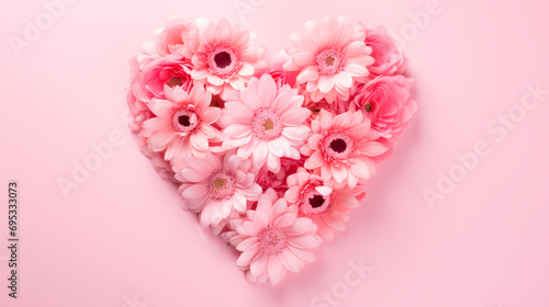 Wallpaper Mural Heart of flowers on a pink background. Selective focus. Torontodigital.ca