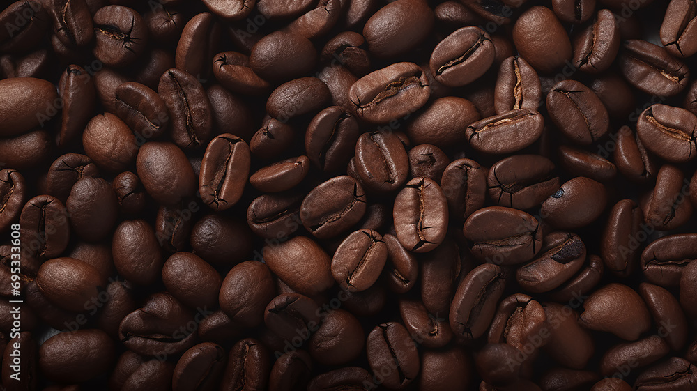 Obraz premium coffee bean texture, arabica background, fresh roasted black coffee beans