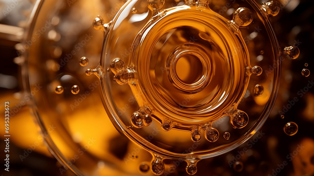 abstract background golden machine grease, lubrication amber ...