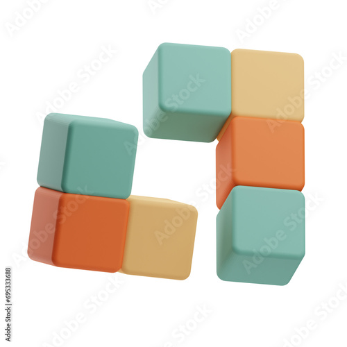 retro Tetris 3d illustration