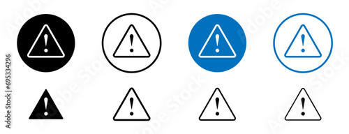 Important warning caution alert vector icon set. Important warning caution alert vector symbol. Attention triangle hazard sign. Danger threat warn vector icon. Error signal warning mark vector 