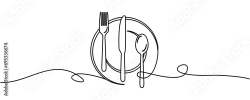 cutlery illustration with vector line art photo
