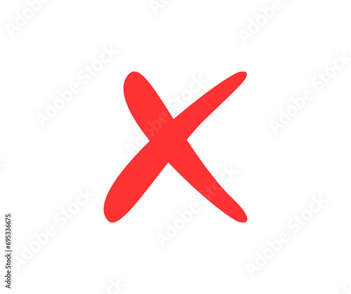 Red cross icon sign. No red wrong symbol, delete, vote sign vector design and illustration.
