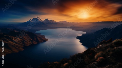 mountain river sunset view © MainkreArt