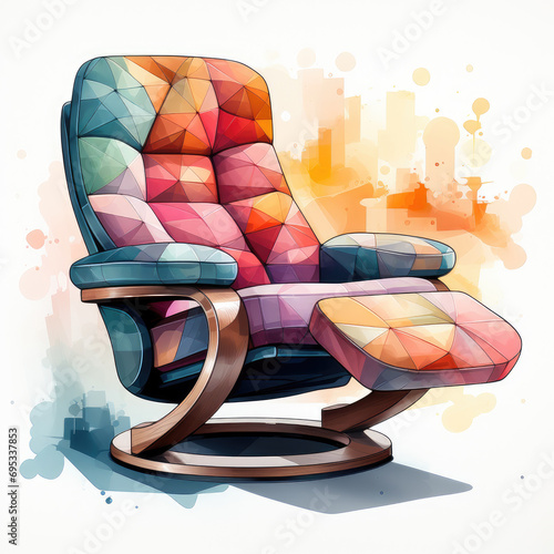 atercolor Recliner full clipart, Generative Ai photo