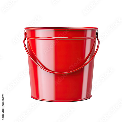 Red metal bucket isolated on transparent or white background