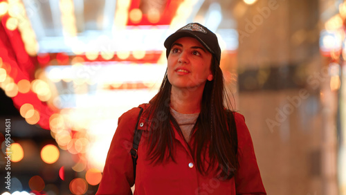 Photography Young woman walking through Downtown Las Vegas - travel photography