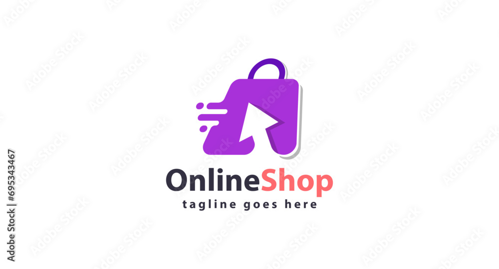 Online Shop Logo designs Template. Illustration vector graphic of shopping cart and shop bag combination logo design concept. Perfect for Ecommerce, sale, discount or store web element.