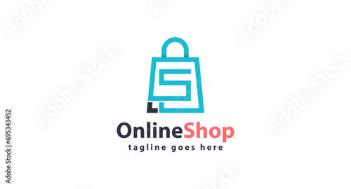 Abstract letter S with shopping bag. Abstract shopping logo. Online shop logo.