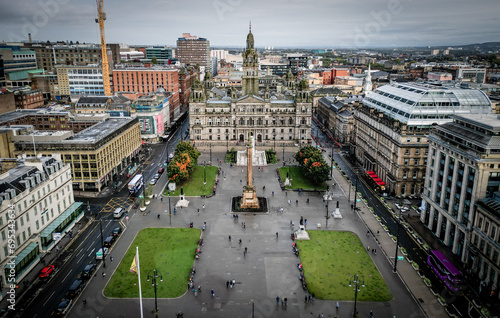George Square in Glasgow from above - aerial view - travel photography photo