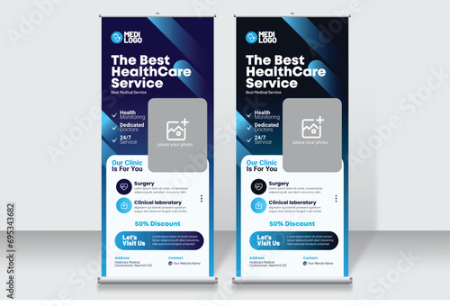 Vector Health care Medical Roll up Banner Template Design