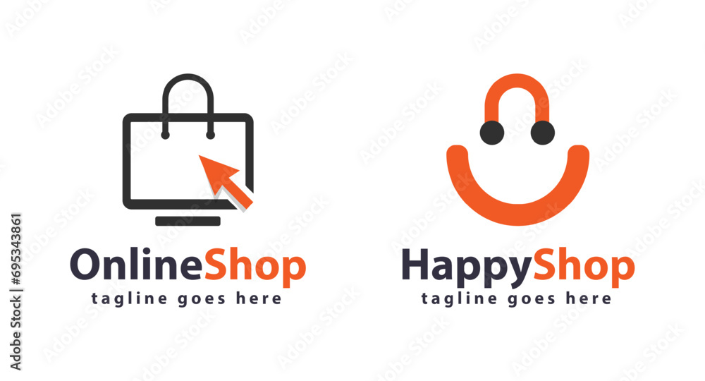 Set Online shop, Cart, Shopping Bag Logo design vector illustration. Set Online shop, Cart, Shopping Bag Logo design vector illustration.