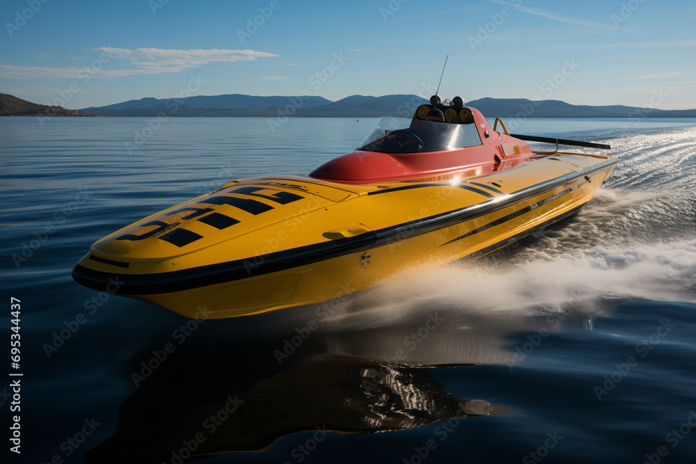 Fototapeta premium Championship on high-speed boats at sea.