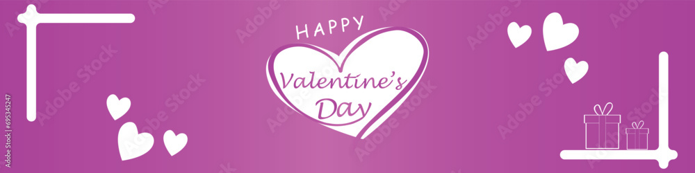 Happy valentines day. Vector banner, greeting card, flayer, poster,  with text Happy valentines day