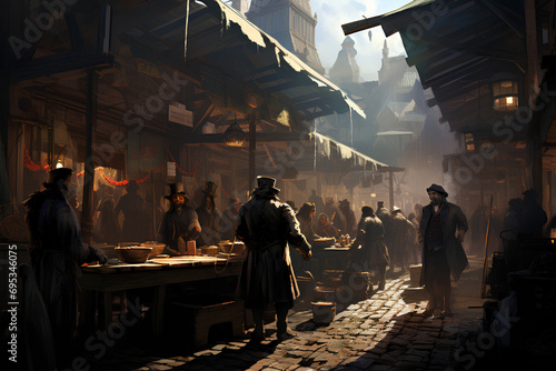 A Realistic Genre Scene of a Bustling 19th Century Market © Philipp