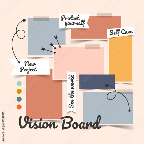 Vector photo collage template moodboard pictures grids vector illustration	