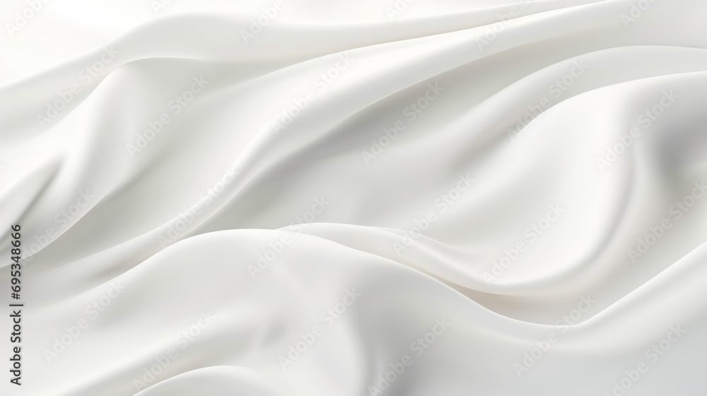 White satin silky warped cloth. Soft textile drape with creases. Clean concept. Generative AI White satin silky warped cloth. Soft textile drape with creases. Clean concept. Generative AI