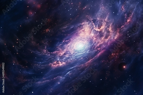 Mystical beautiful space. Unforgettable diverse space background   Spiral galaxy in deep space