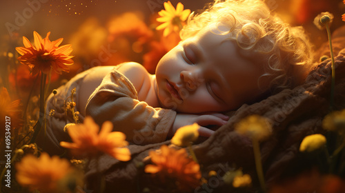 cute baby sleeping by anne geddes, in a field of yellow and red flowers with little drops of dew on it like asterismcute baby sleeping by anne geddes, in a field of yellow and red flowers with little 