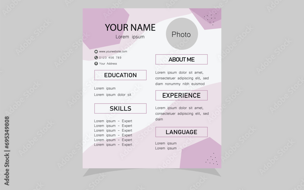 Vector resume or cv template design Vector resume or cv template design