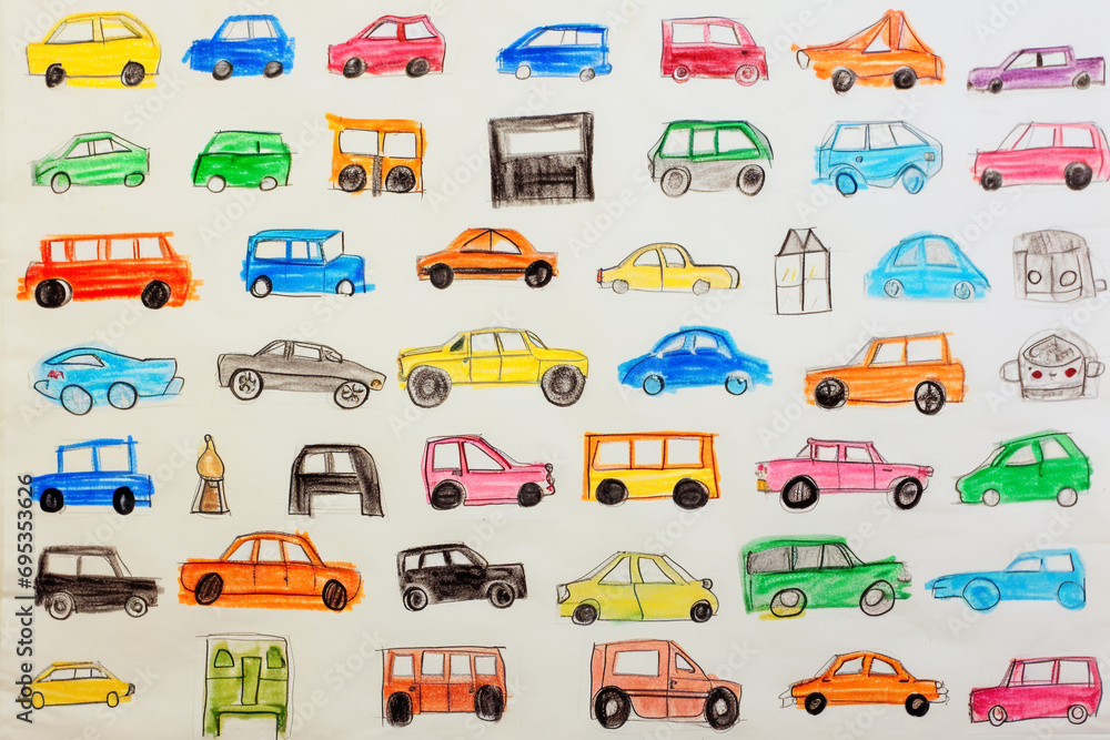 Drawing pictures of cute cars by children Drawing pictures of cute cars by children