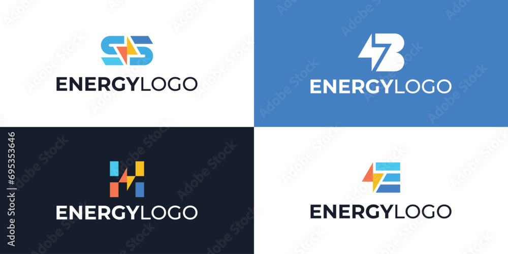 energy company logo premium vector template collection - obrazy, fototapety, plakaty 