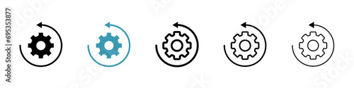 Computer system recover gear vector icon set. Computer system recover gear vector symbol. Reset sign for UI designs.