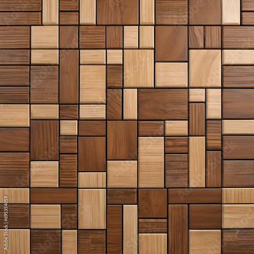 brown wooden glossy deco glamour mosaic tile wall texture. wooden background