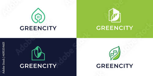 green city logo business collection. Eco-friendly housing logo design concept.