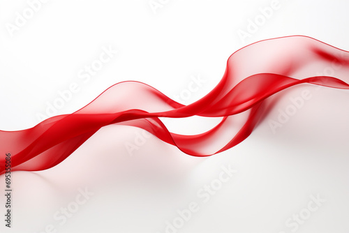 Wave of red ribbon on white background