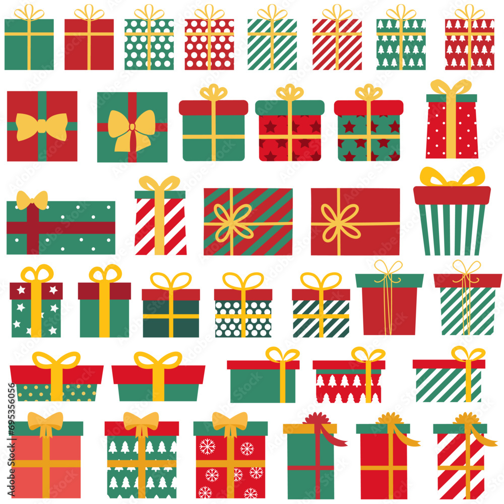 Christmas Presents icon vector set. Christmas box illustration sign collection. Christmas Gift symbol. Christmas logo.