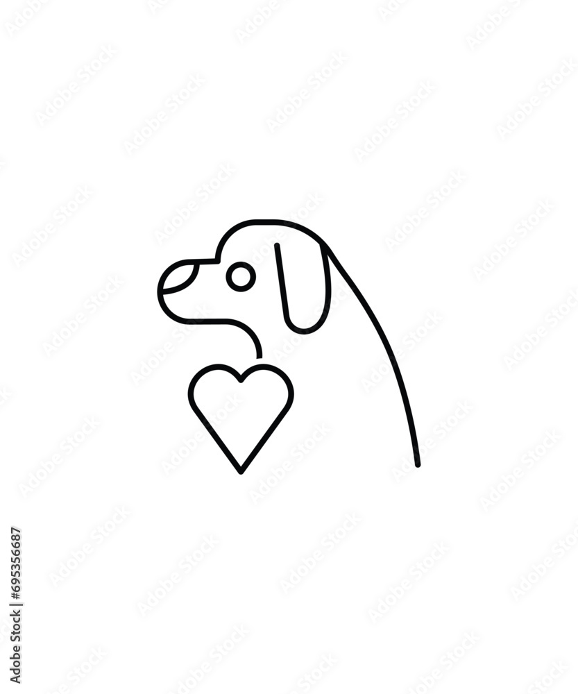 dog with love icon, vector best line icon. dog with love icon, vector best line icon.