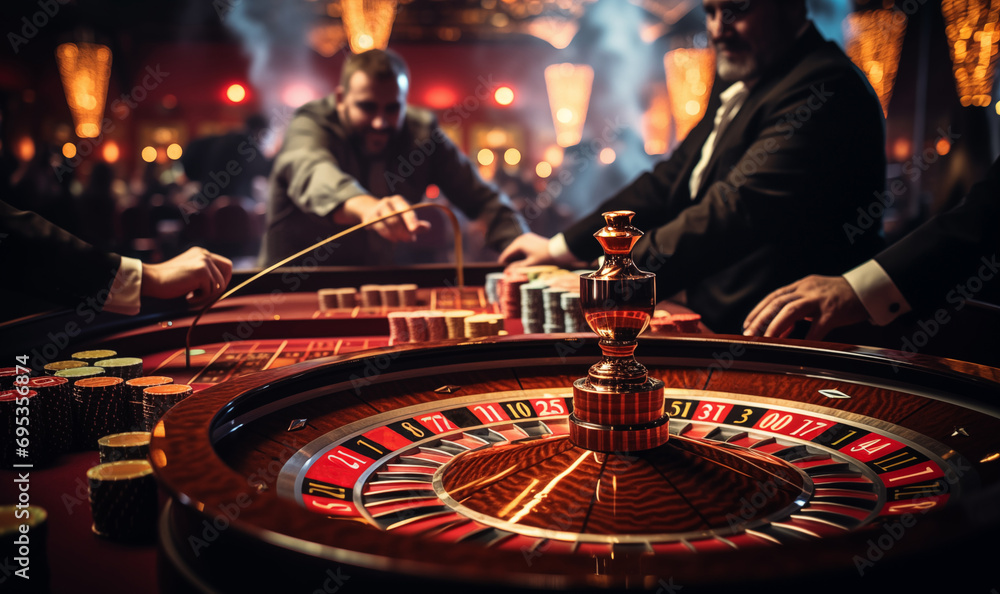 Poster People playing roulette at casino table, gambling money and placing  bets – Wall Art | UkPosters