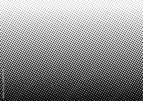 Abstract black half-tone dot gradient background. Horizontal composition. Modern manga style vector illustration for comics book, trendy web projects, animation backdrop visuals. photo