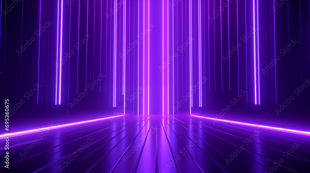 Abstract futuristic neon background consisting of glowing and radiating colorful lines, copy paste area for text