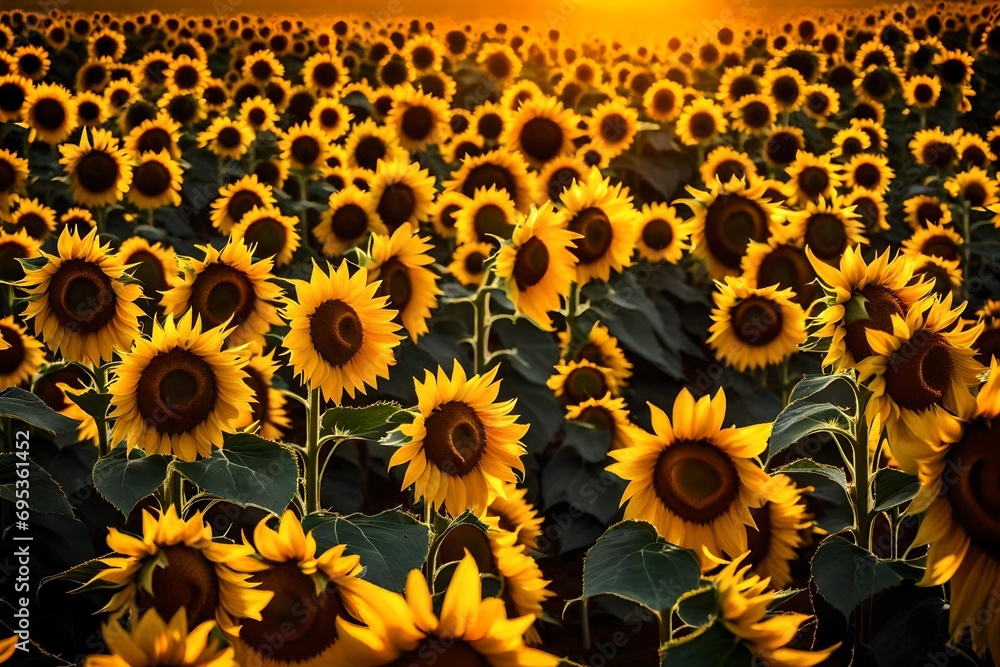 sunflowers on black background