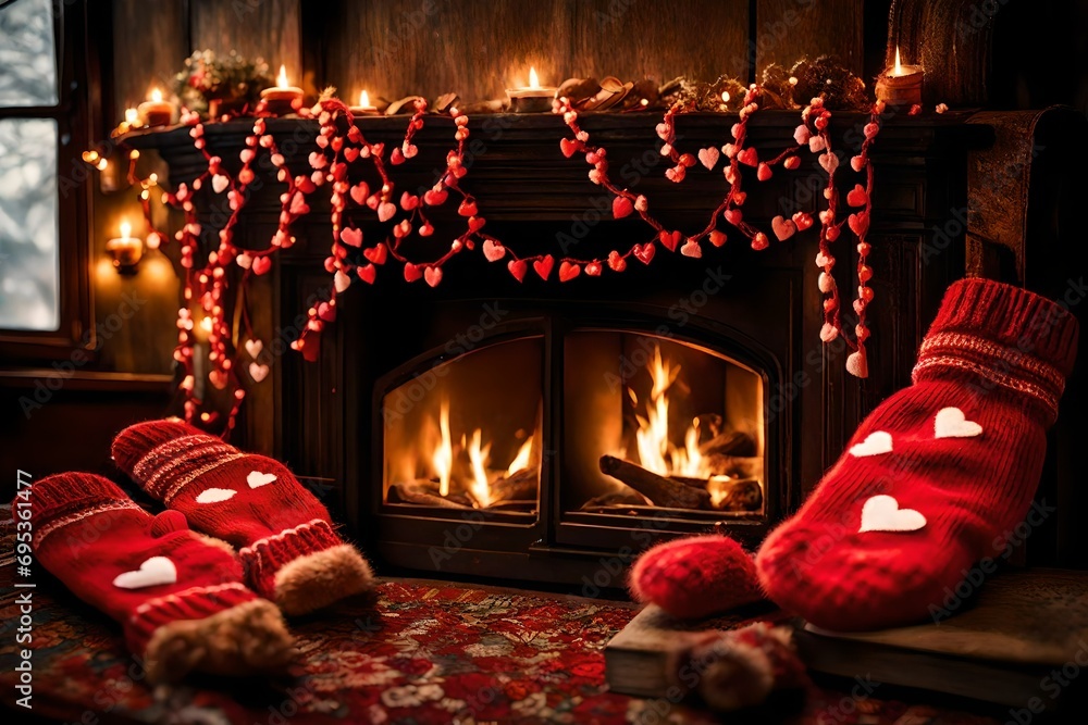 fireplace with christmas decorations