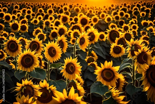 Obraz na płótnie sunflowers on black background w salonie