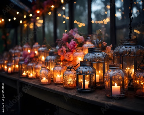 Wedding decoration with candles in the shape of a heart.