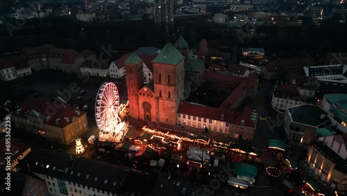Wallpaper Mural christmas market. Christmas lights of the city of Osnabrück in Germany. Aerial photography. Night city Torontodigital.ca